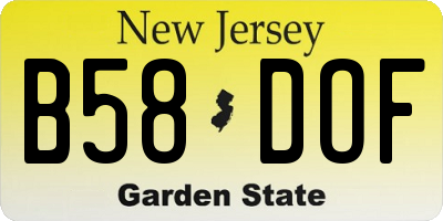 NJ license plate B58DOF