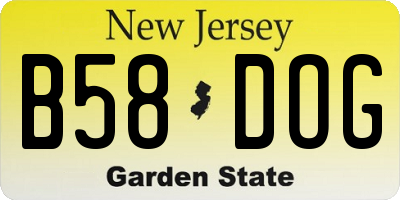 NJ license plate B58DOG