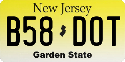 NJ license plate B58DOT