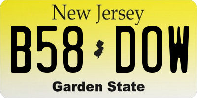 NJ license plate B58DOW