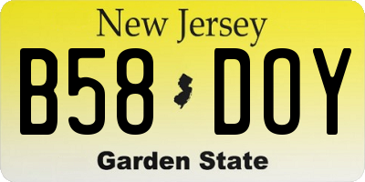 NJ license plate B58DOY