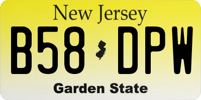 NJ license plate B58DPW