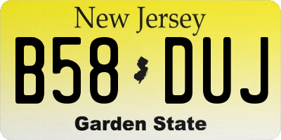 NJ license plate B58DUJ