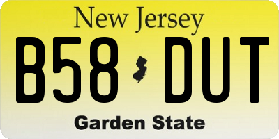 NJ license plate B58DUT