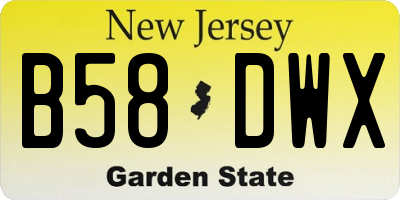 NJ license plate B58DWX