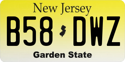 NJ license plate B58DWZ