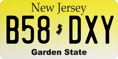 NJ license plate B58DXY