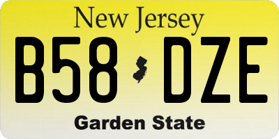 NJ license plate B58DZE