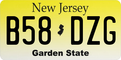 NJ license plate B58DZG