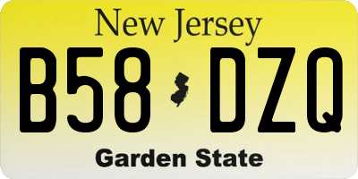 NJ license plate B58DZQ