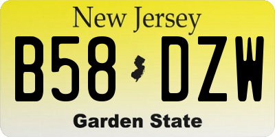 NJ license plate B58DZW