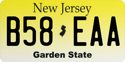 NJ license plate B58EAA