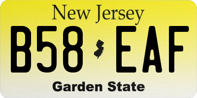 NJ license plate B58EAF