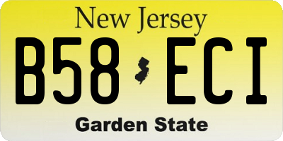 NJ license plate B58ECI