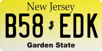 NJ license plate B58EDK