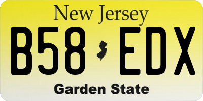 NJ license plate B58EDX