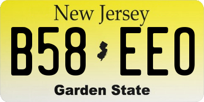 NJ license plate B58EEO