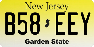 NJ license plate B58EEY