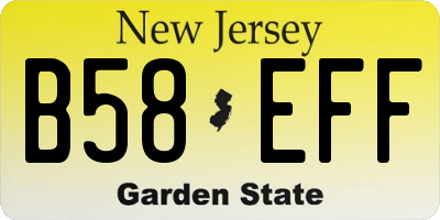 NJ license plate B58EFF