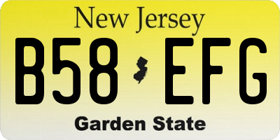 NJ license plate B58EFG