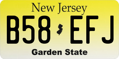 NJ license plate B58EFJ