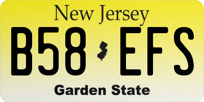 NJ license plate B58EFS