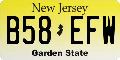 NJ license plate B58EFW