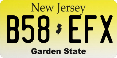 NJ license plate B58EFX