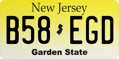 NJ license plate B58EGD