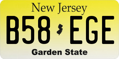 NJ license plate B58EGE