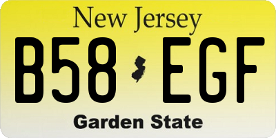 NJ license plate B58EGF