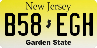 NJ license plate B58EGH
