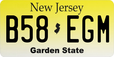 NJ license plate B58EGM