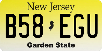 NJ license plate B58EGU