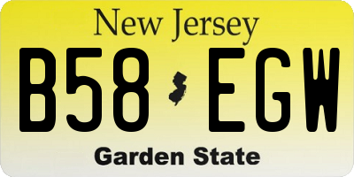 NJ license plate B58EGW
