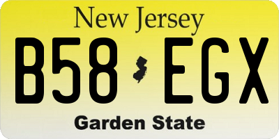 NJ license plate B58EGX