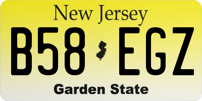 NJ license plate B58EGZ