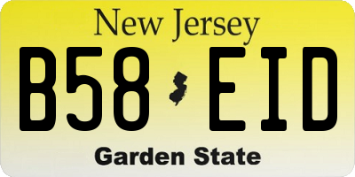 NJ license plate B58EID