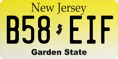 NJ license plate B58EIF