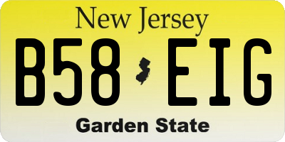 NJ license plate B58EIG