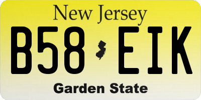 NJ license plate B58EIK