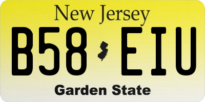 NJ license plate B58EIU