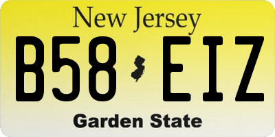 NJ license plate B58EIZ