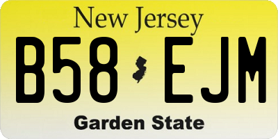 NJ license plate B58EJM