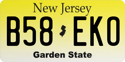 NJ license plate B58EKO