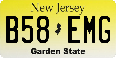 NJ license plate B58EMG