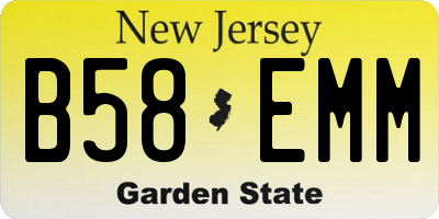 NJ license plate B58EMM