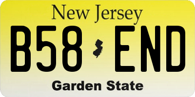 NJ license plate B58END