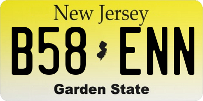 NJ license plate B58ENN