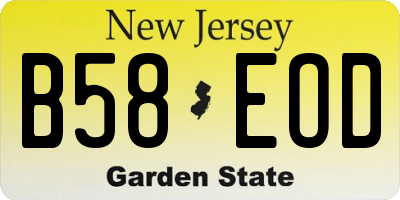 NJ license plate B58EOD